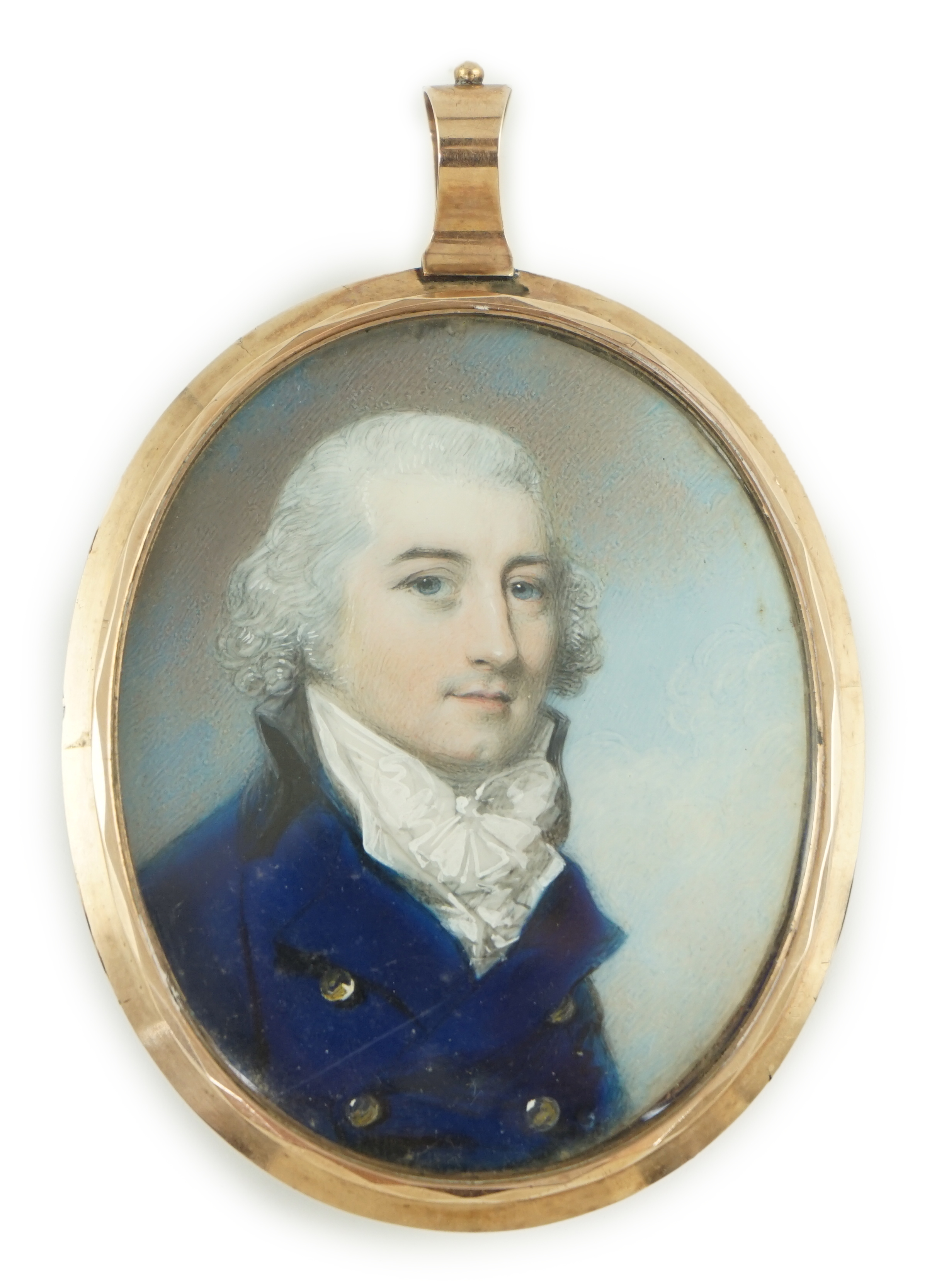 Attributed to George Engleheart (1750-1829), Portrait miniature of a gentleman, watercolour on ivory, 6 x 5cm. CITES Submission reference UHX15PXN